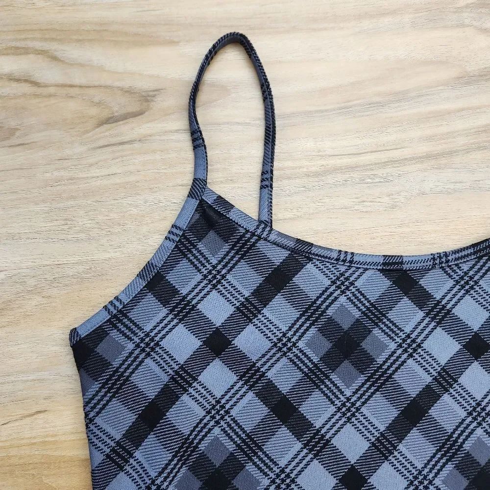 🔹️Arizona Jeans Black & Gray Plaid 90s Cami Dress Medium - Picture 7 of 9